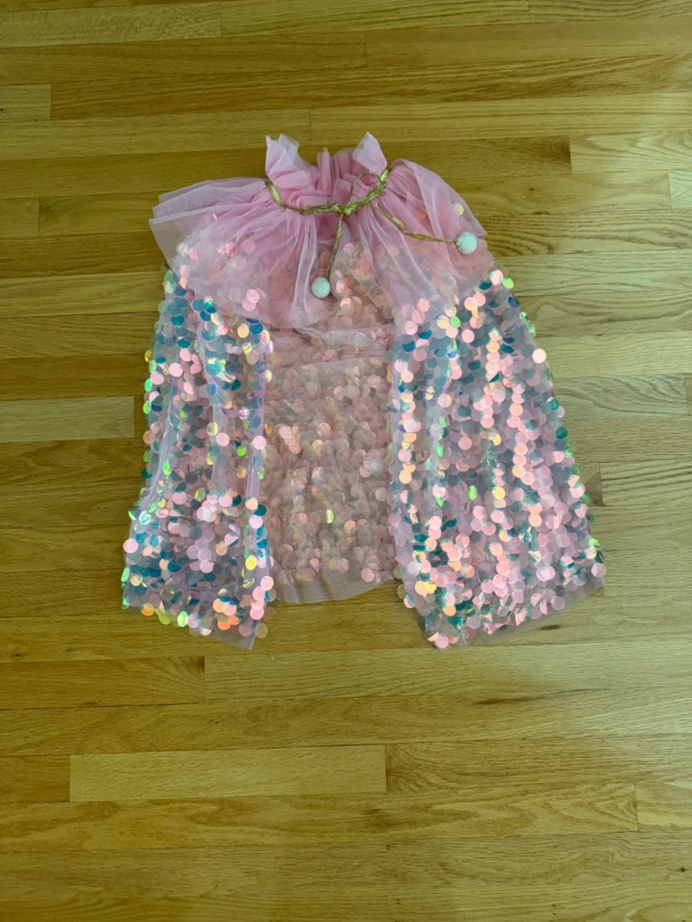 Girls Princess Cape Pink Iridescent Sequins